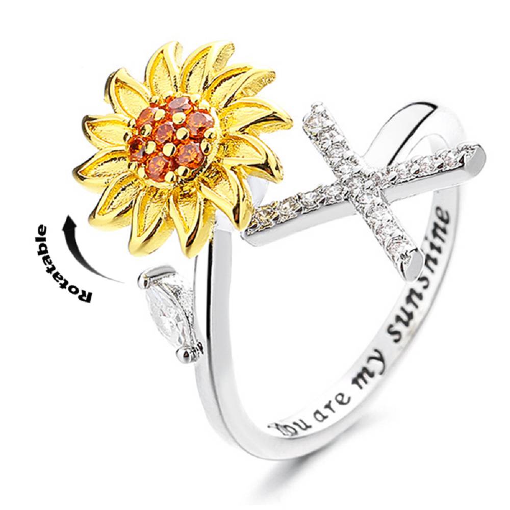 Sunflower 26 English Letters Rotating Ring