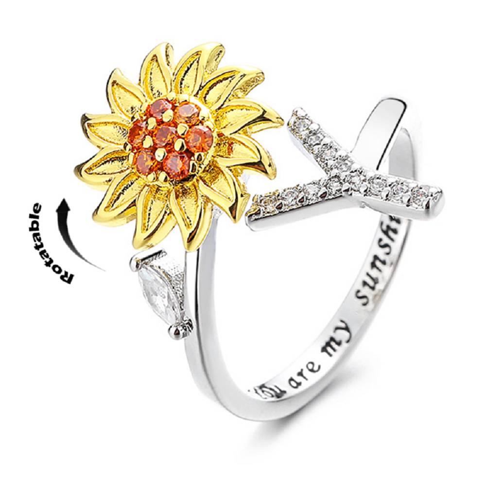 Sunflower 26 English Letters Rotating Ring