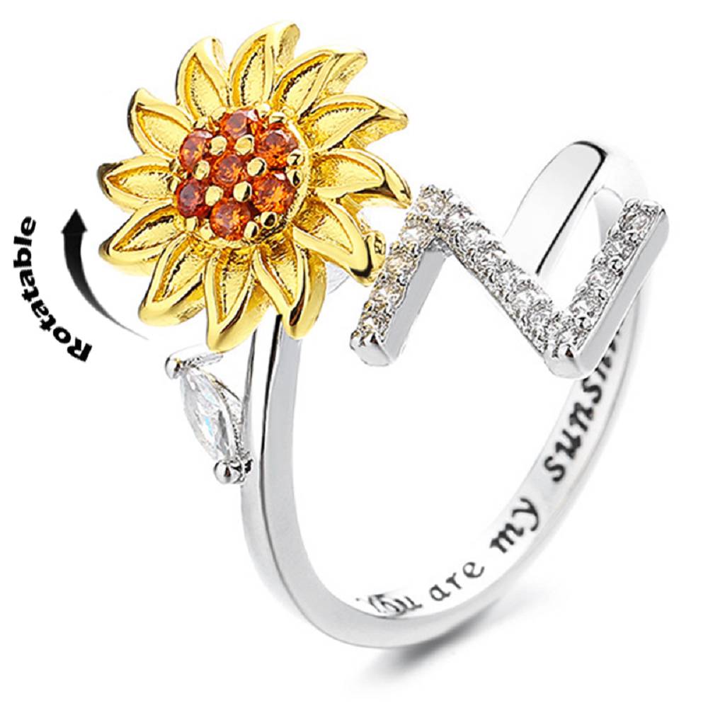 Sunflower 26 English Letters Rotating Ring