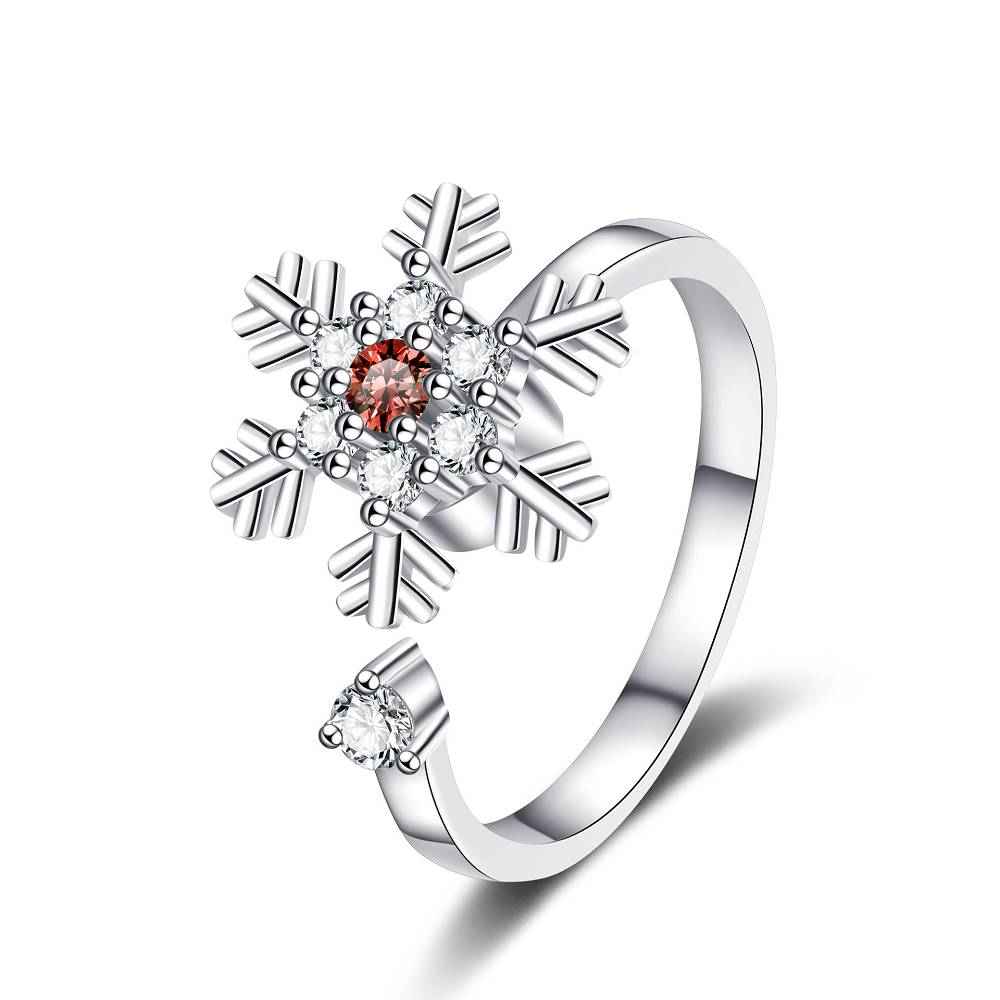 Diamond snowflake rotatable ring