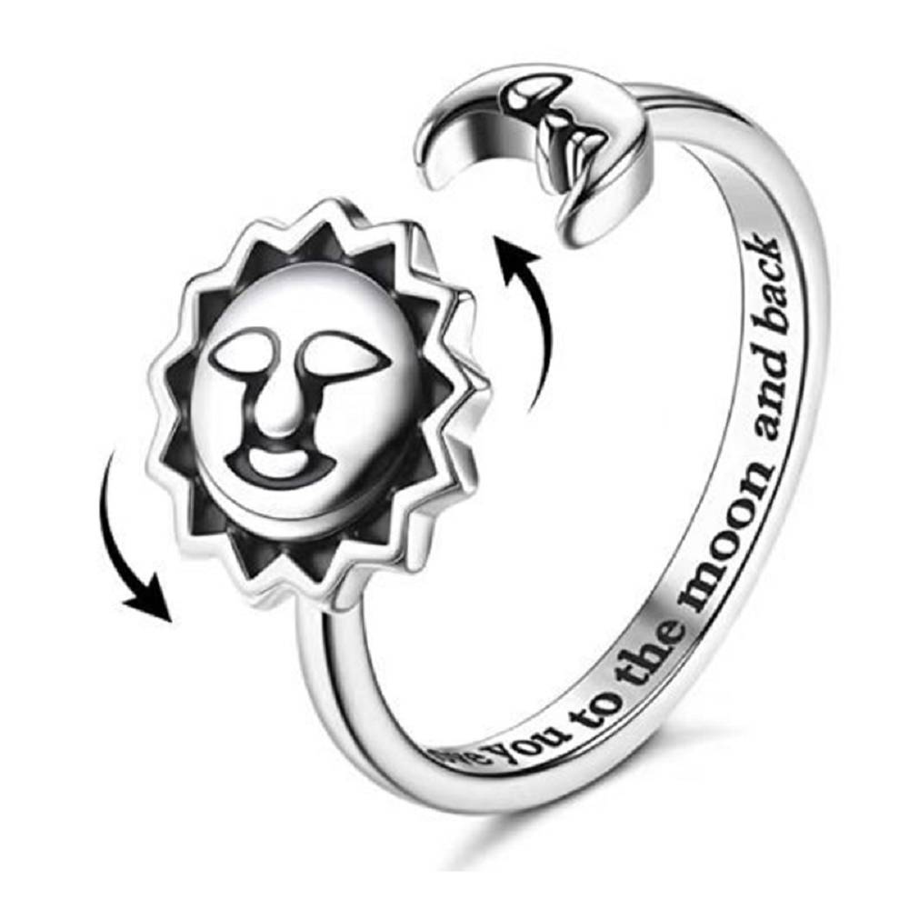 Sun and moon lettering rotatable ring