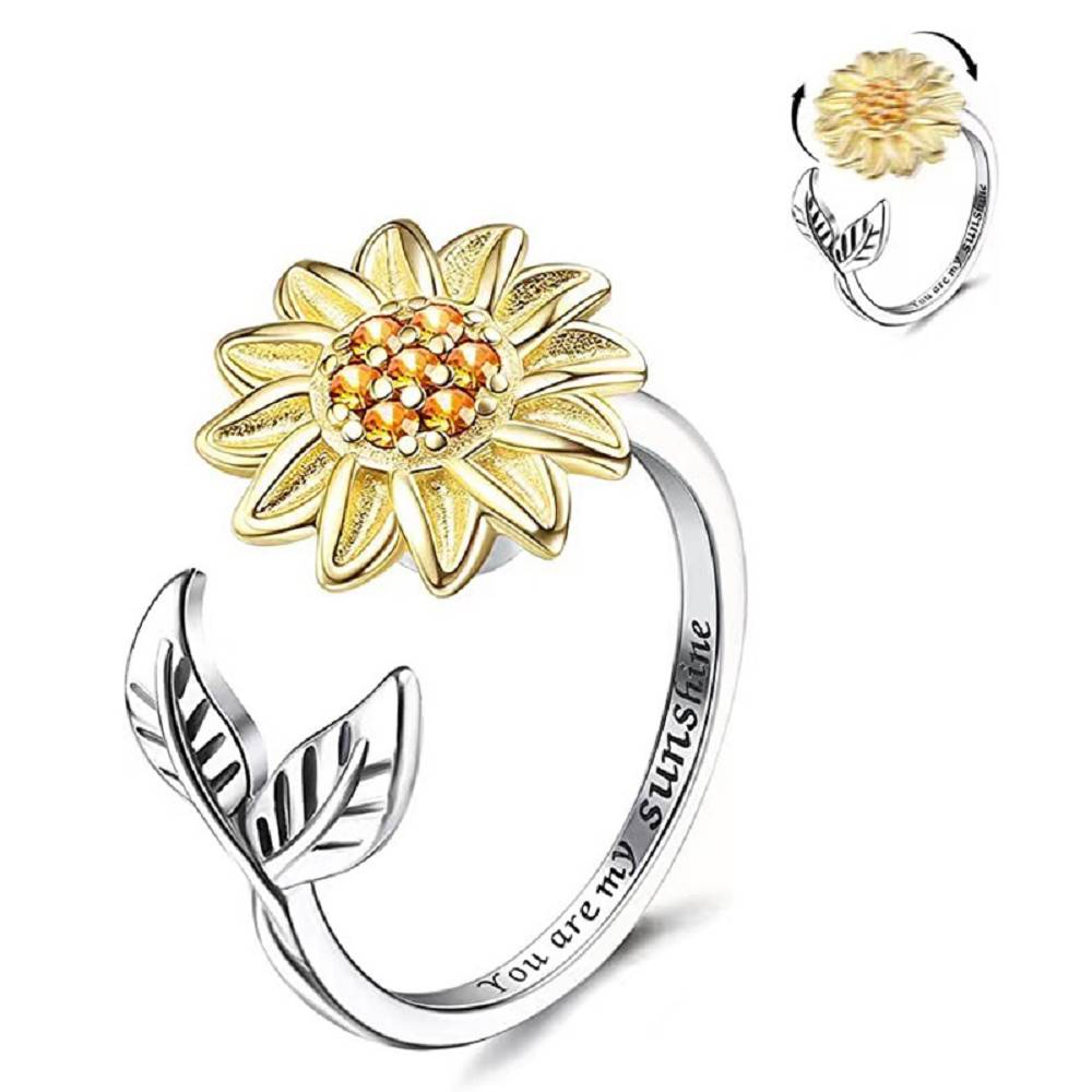 Sunflower lettering Rotating Ring
