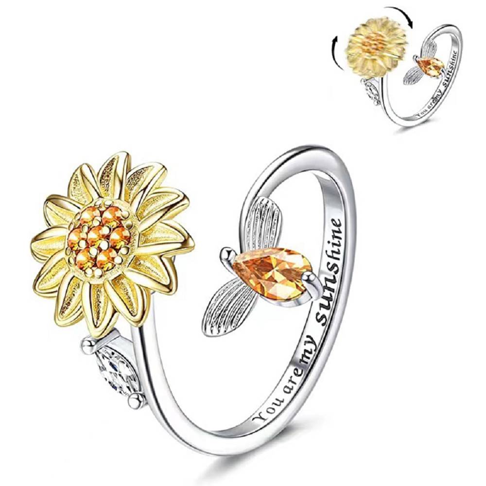 Sunflower lettering Rotating Ring