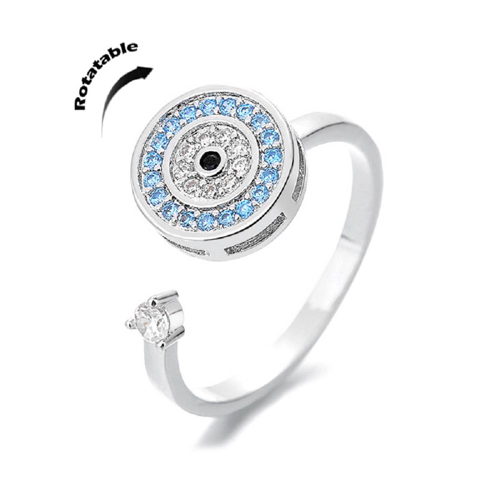 Evil eye rotatable ring