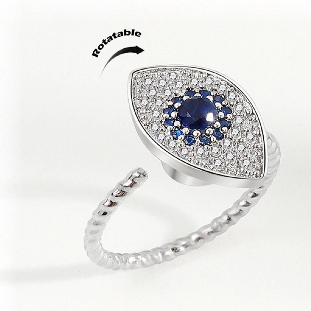 Evil eye rotatable ring