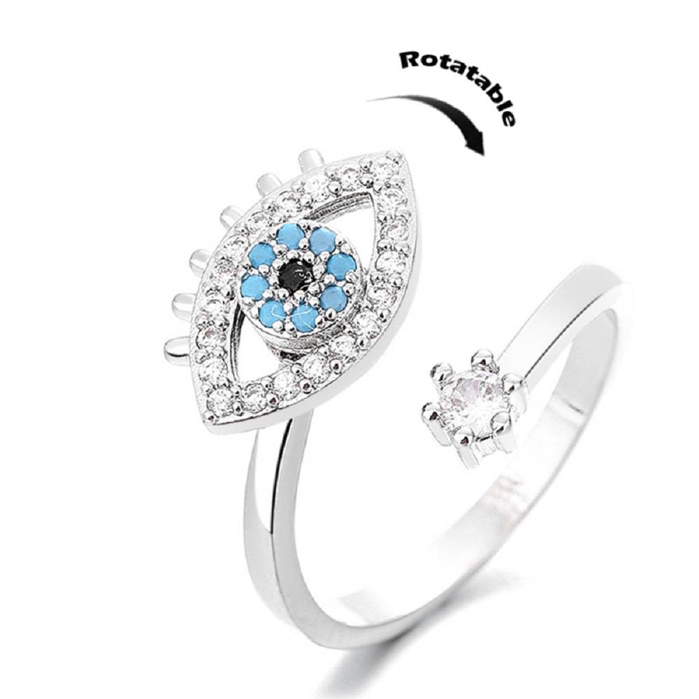 Evil eye rotatable ring