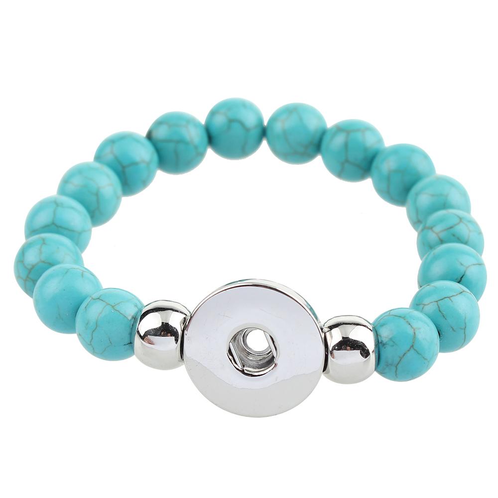 Turquoise Beads Snap button bracelet Fit 20mm Snaps