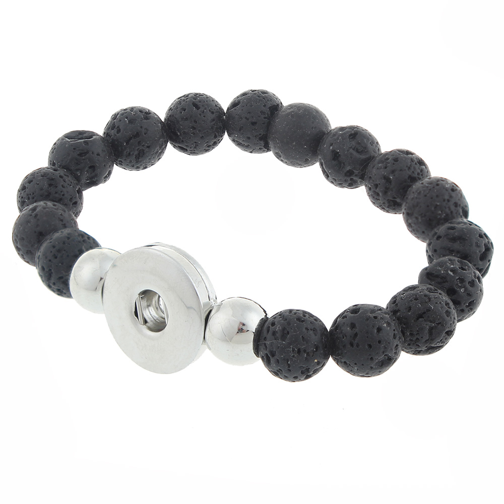 Volcanic stone Beads Snap button bracelet Fit 20mm Snaps