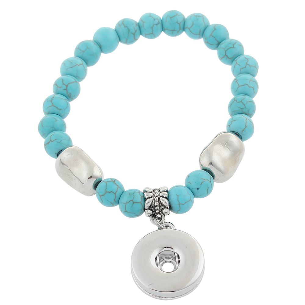 20mm snap button turquoise beads bracelet