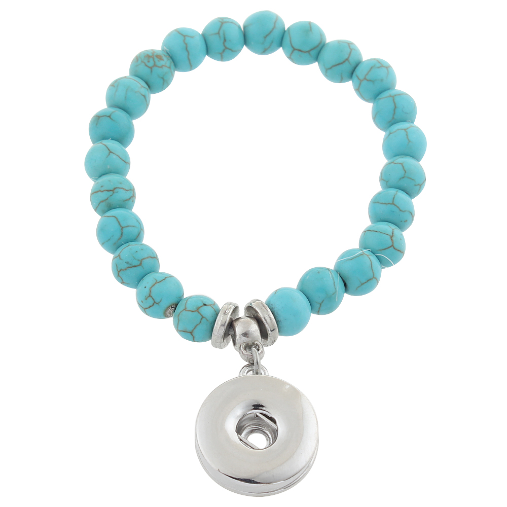 20mm snap button turquoise beads bracelet