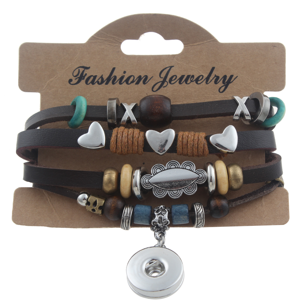 20mm Leather bracelet set snap bracelet
