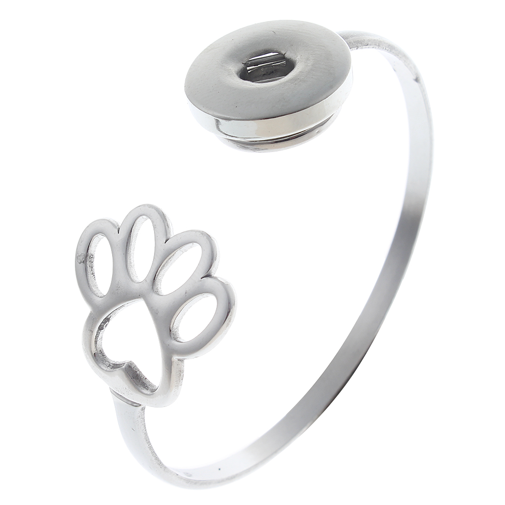 20mm Cat's Paw Simple Stainless Steel Snap Bracelet