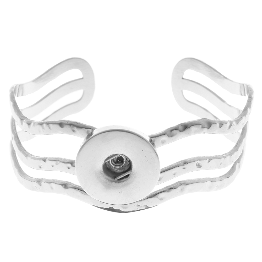20mm Simple Wave Stainless Steel Snap Bracelet
