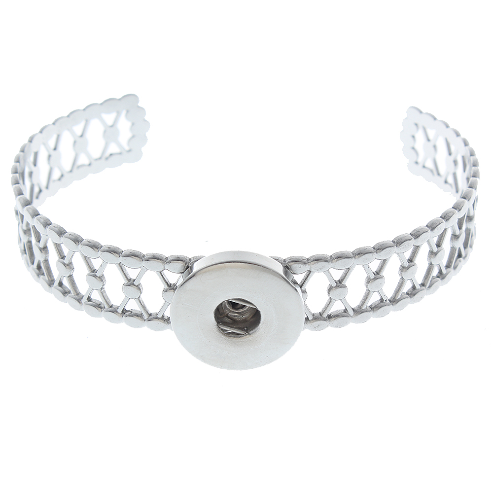 20mm Fashion geometric hollow stainless steel snap bracelet
