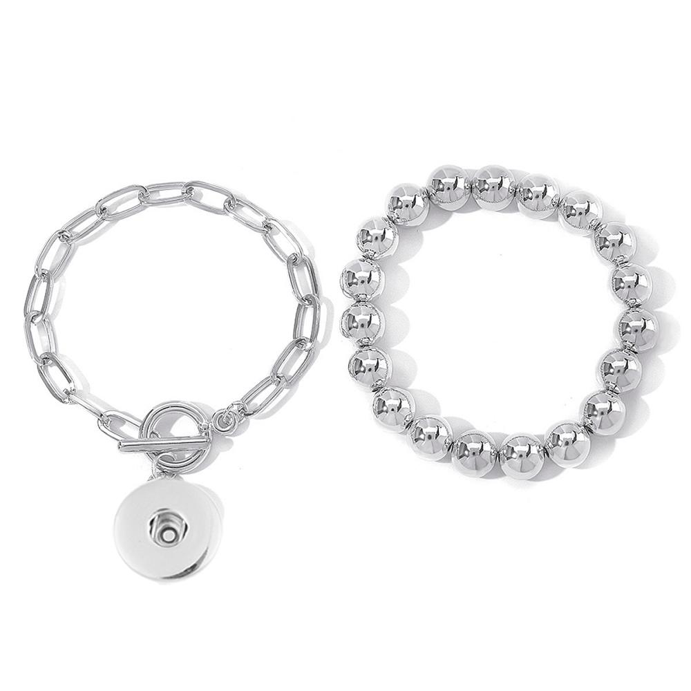 2 IN 1 beads bracelet and chain bracelet Fit 20mm snap buttons
