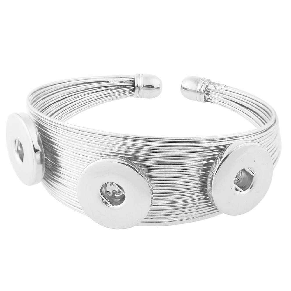 Sliver plated 3 buttons 20mm snaps bangle