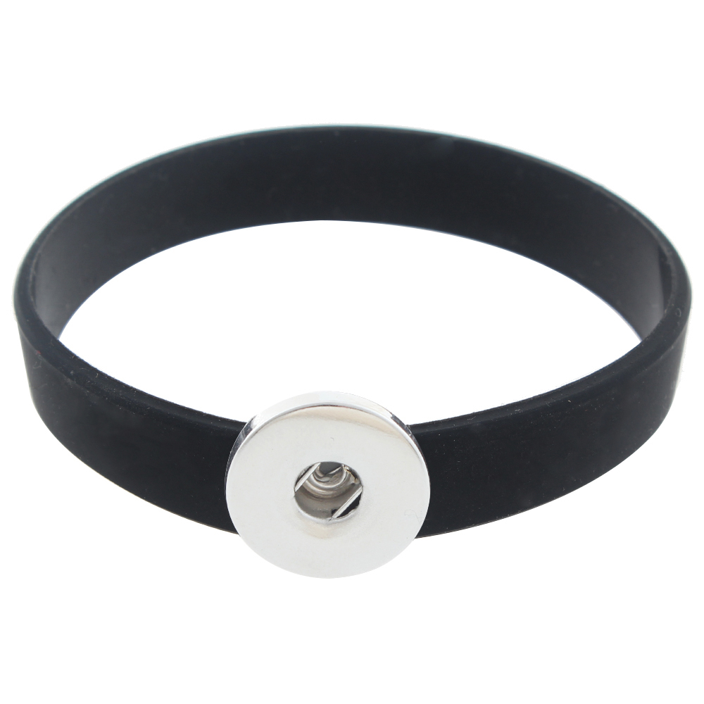 210*12*2mm silicone snap bracelet silver plated