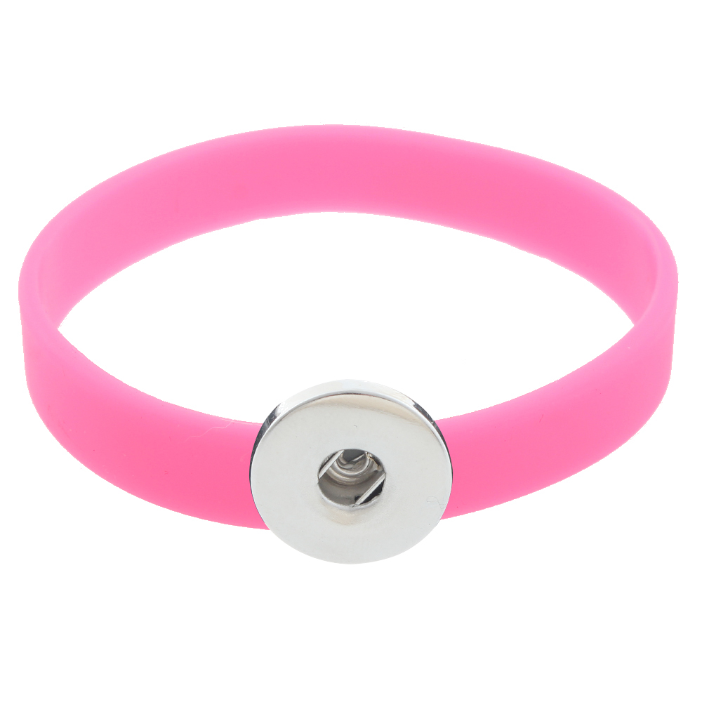 210*12*2mm silicone snap bracelet silver plated