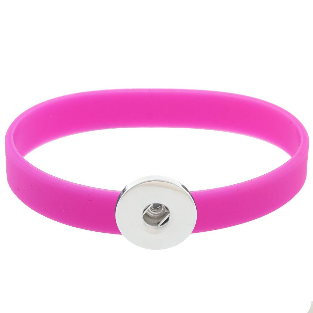 210*12*2mm silicone snap bracelet silver plated