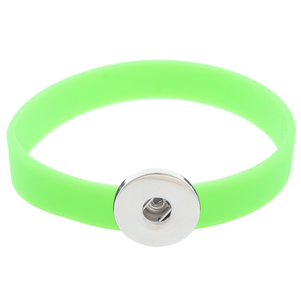 210*12*2mm silicone snap bracelet silver plated