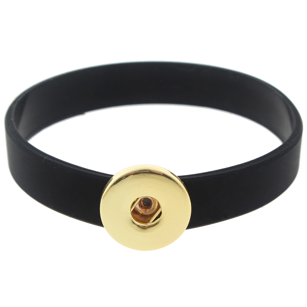 210*12*2mm silicone snap bracelet gold plated