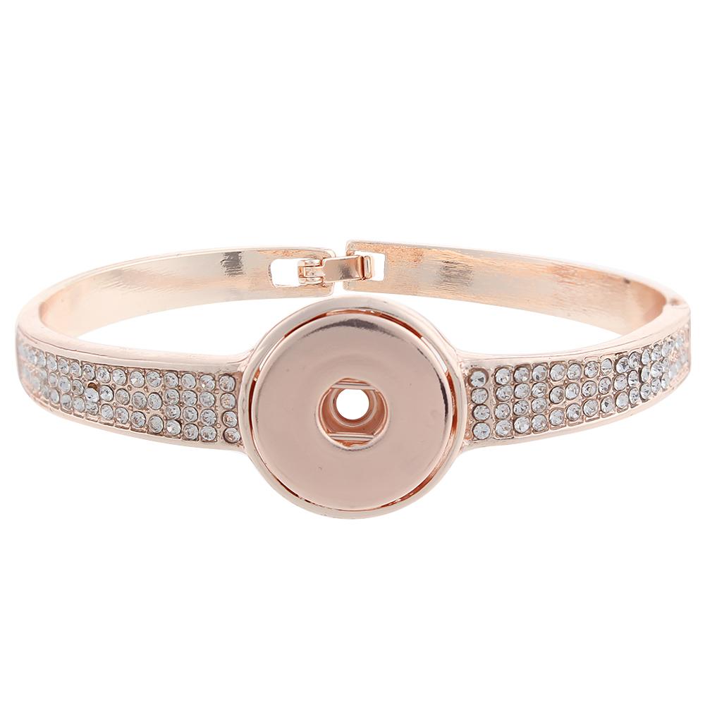FSE 18mm Stainless Steel Snap Charms Bracelet – Adjustable Bangle With Glass Beads – Silver