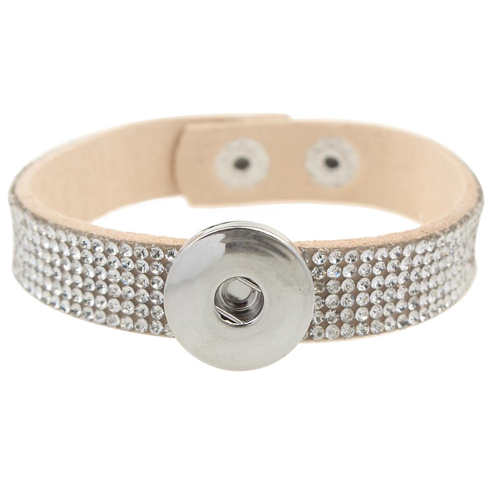 Beige Flannelette Full Crystal Snaps Button Bracelets Fit 18mm and 20mm Ginger Snaps buttons