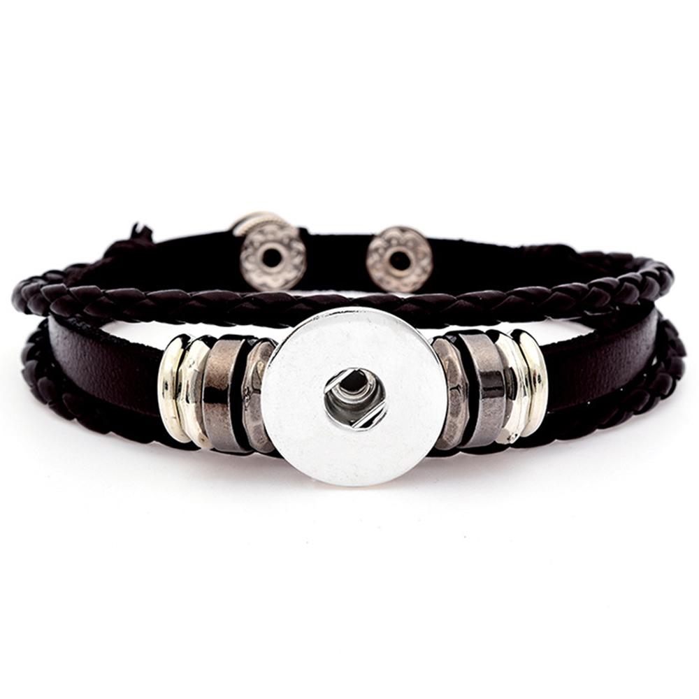 Brown Leather Snap Bracelet Jewelry