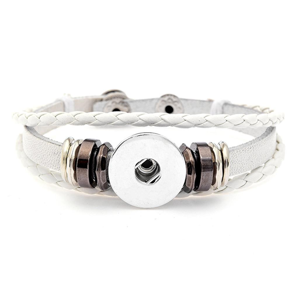 White Leather Snap Bracelet Jewelry