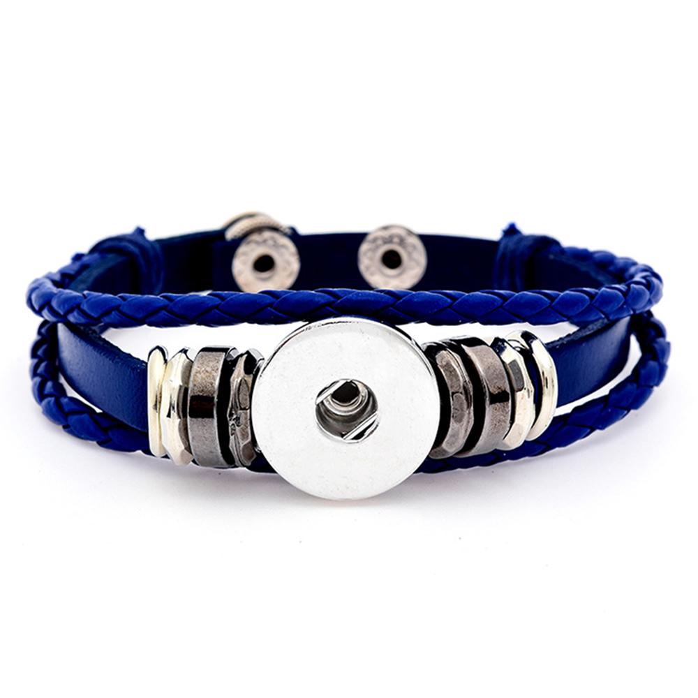 Blue Leather Snap Bracelet Jewelry