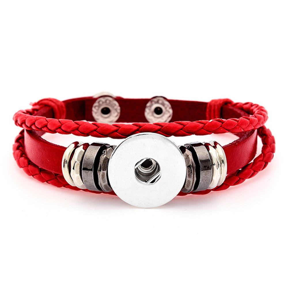 Red Leather Snap Bracelet Jewelry