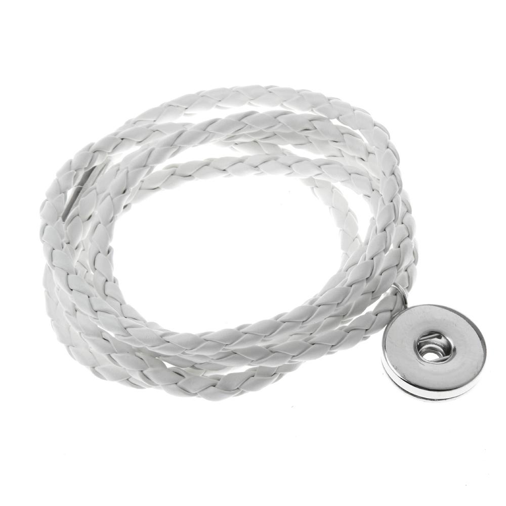 95CM White Leather Multi-storey Snap Bracelets or necklace