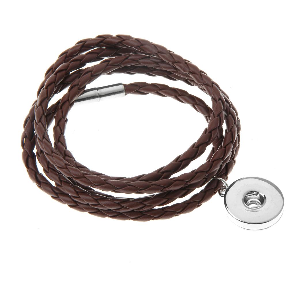 95CM Brown Leather Multi-storey Snap Bracelets or necklace