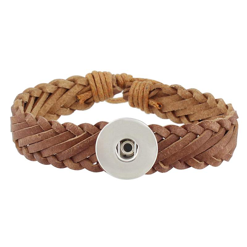 Brown Leather Snap Bracelets