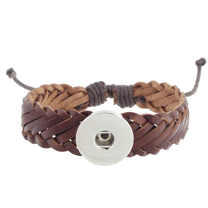 Dark brown Leather Snap Bracelets