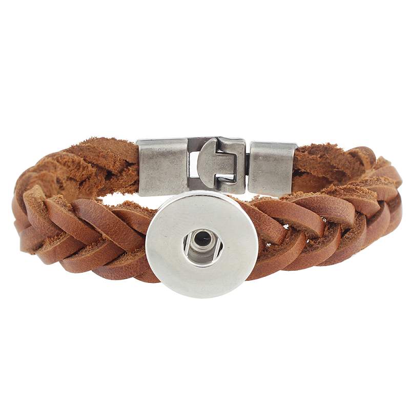 Brown Leather Snap Bracelets