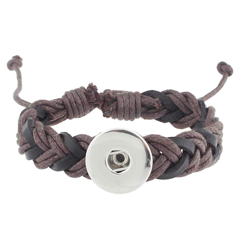 Brown Leather Snap Bracelets