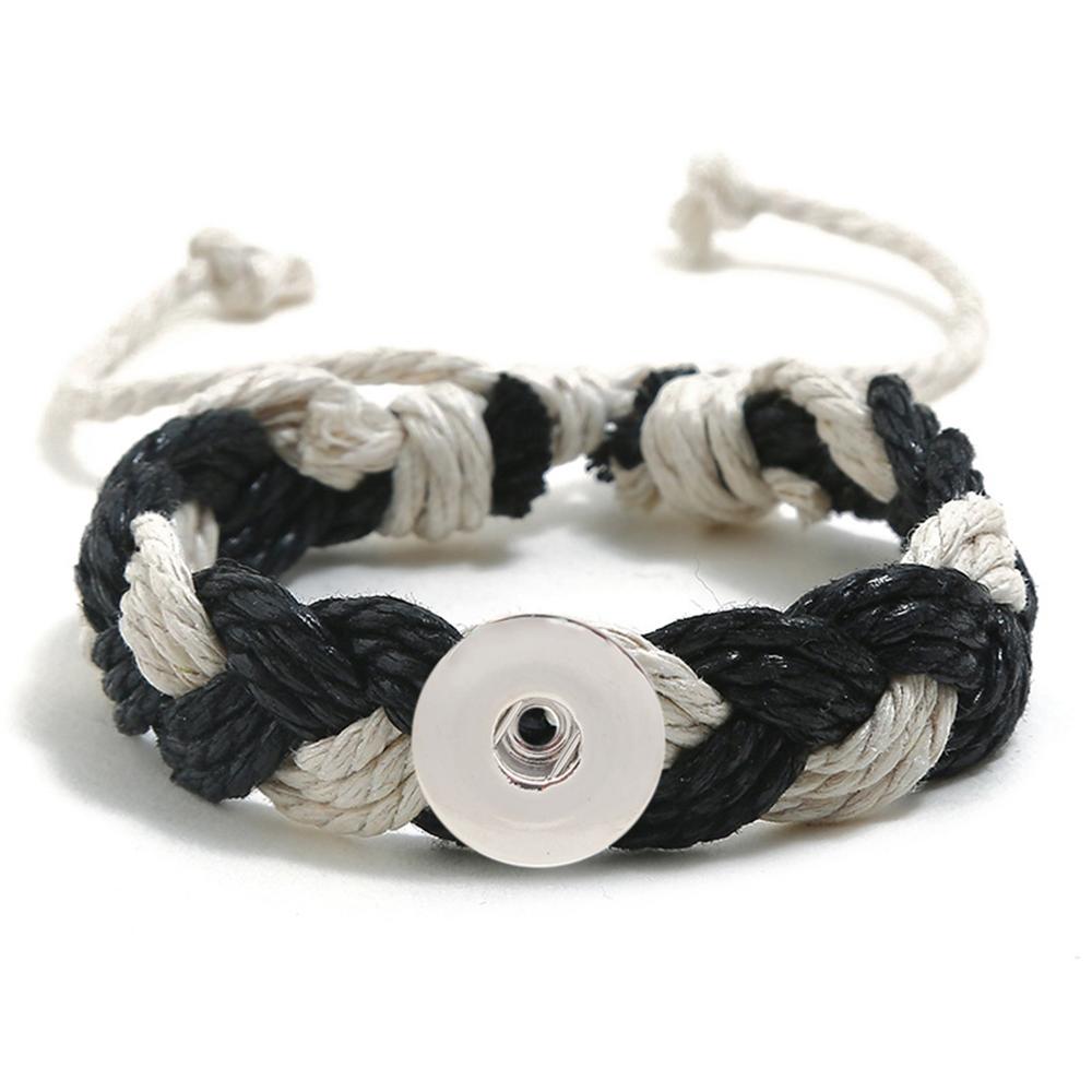 20MM Woven black and white Cotton thread Snap Bracelets