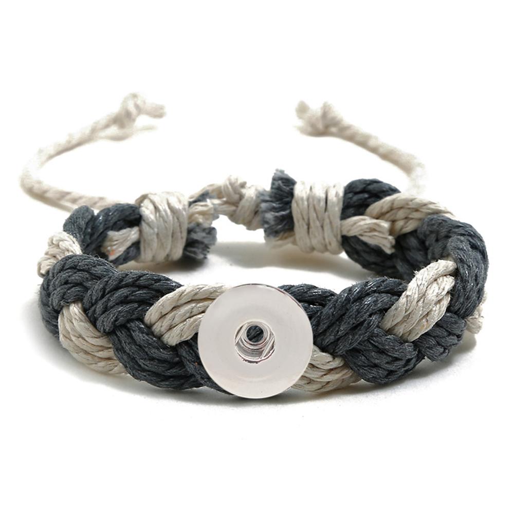 20MM Woven gray and white Cotton thread Snap Bracelets