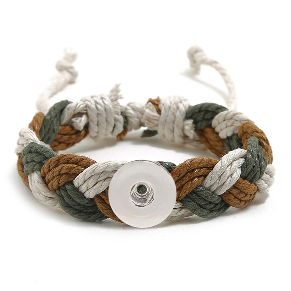 20MM Woven brown and white Cotton thread Snap Bracelets