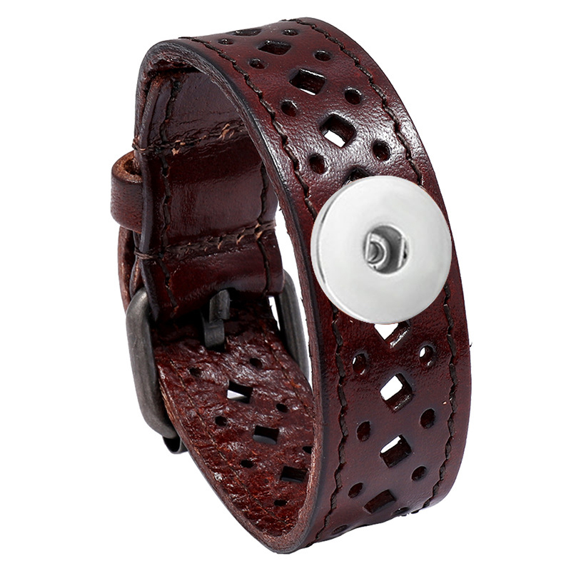 Brown Leather Snap Bracelets