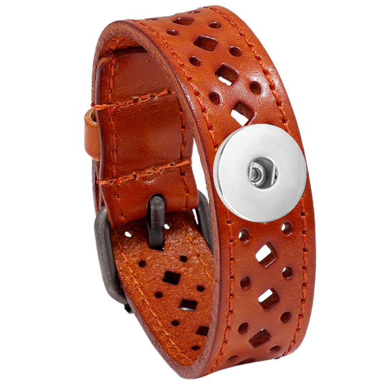 Brown Leather Snap Bracelets