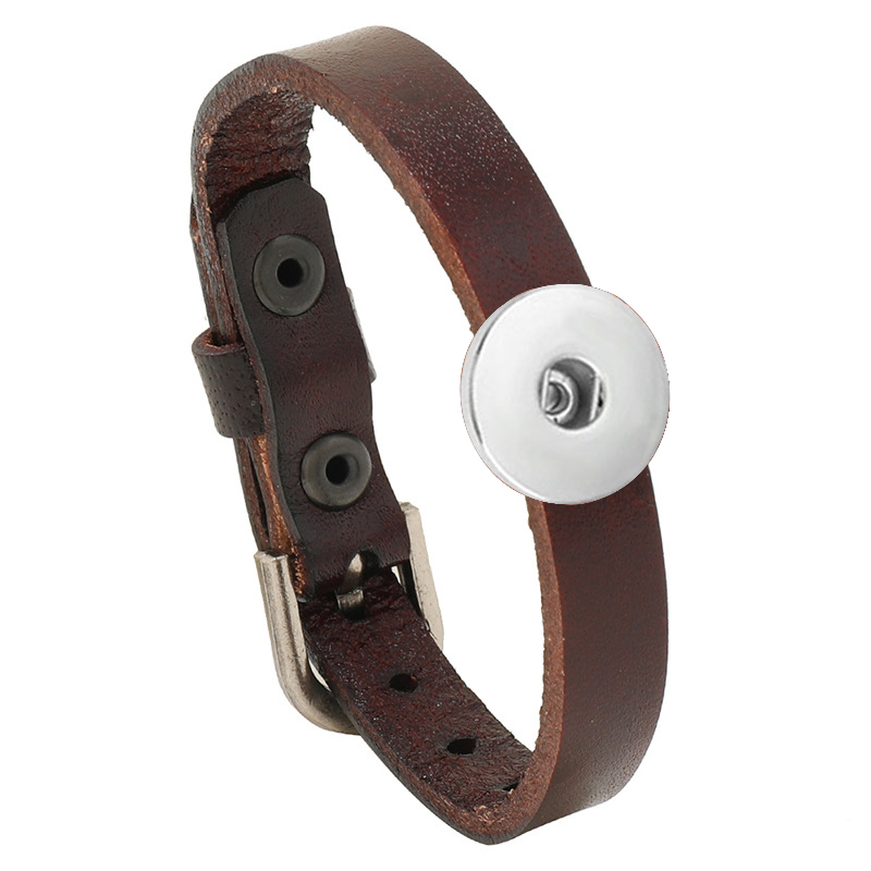 Brown Leather Snap Bracelets