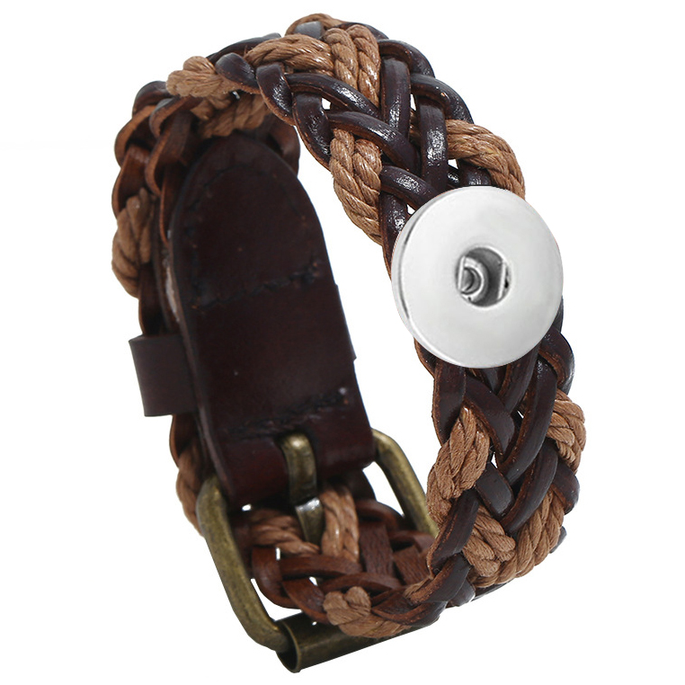 Brown Leather Snap Bracelets