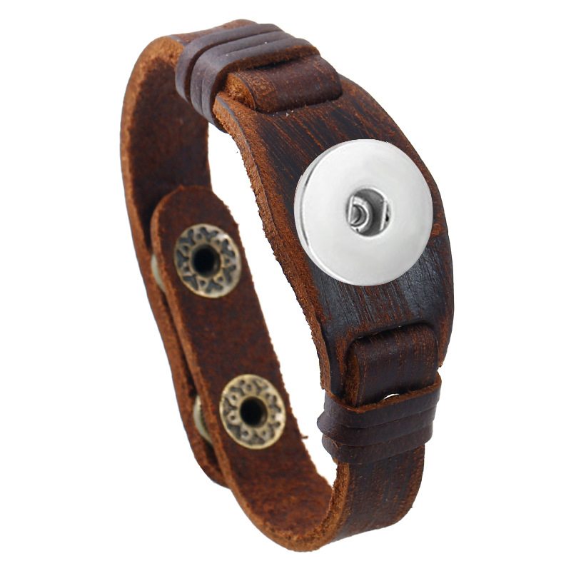 Brown Leather Snap Bracelets