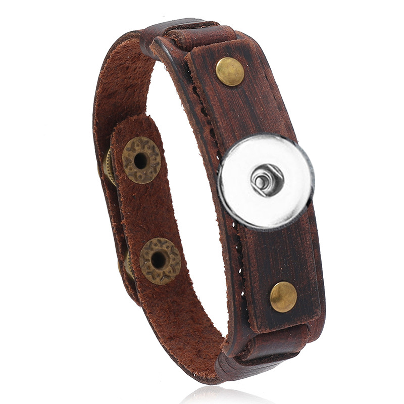 20MM brown leather Snap Bracelets