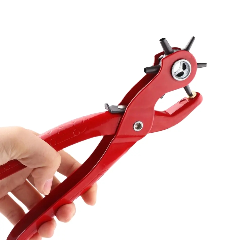 9'' Sewing Leather Belt Hole Puncher Pliers Hook Clamp 2/2.5/3/3.5/4/4.5MM Punch Size For Punching Hole Forceps Punch Head