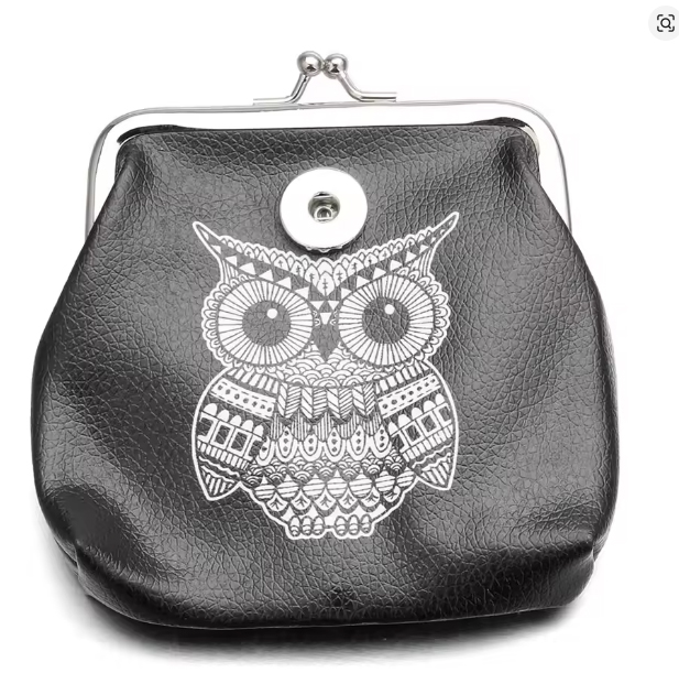 18MM Button Snap Jewelry Bird Coin Purses Small PU Wallets