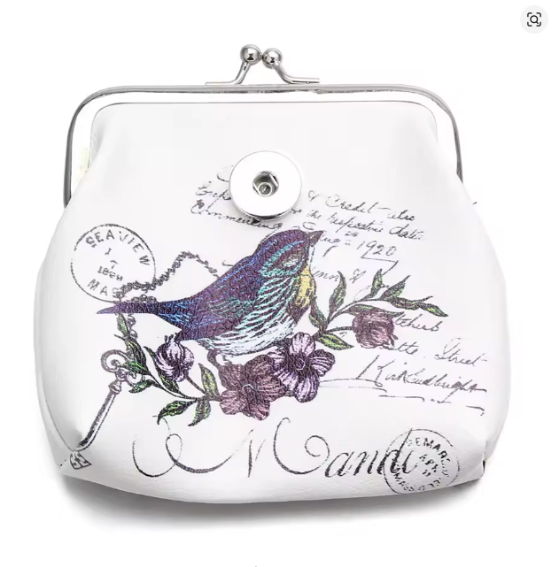 18MM Button Snap Jewelry Bird Coin Purses Small PU Wallets