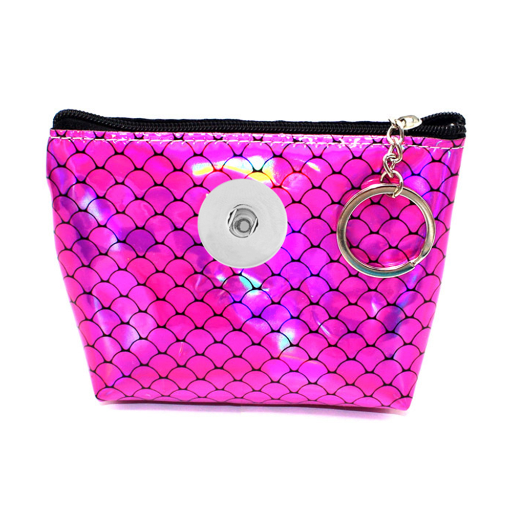 18MM Snap Buttons Fish Scale Zipper Coin Purse Laser Small Wallets